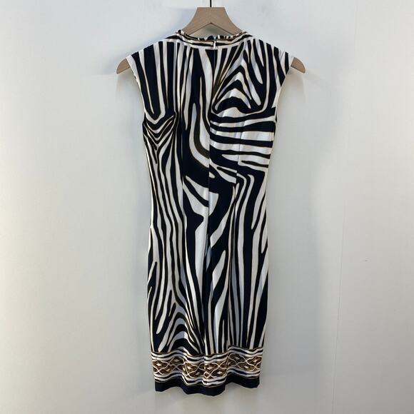 Vintage Cache Animal Print Zebra Dress Black & White Jersey 0 Safari Vacation - Picture 7 of 7